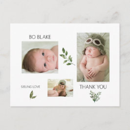 Drei Fotos New Baby Modern Danke Postcard Postkarte