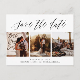 Drei Fotos Save the Date handschriftlich Postkarte