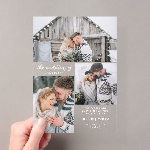 Drei Fotos und einfacher Text   Hochzeit Acryleinladungen