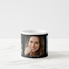 Drei Fotos und Name, schwarzer Sci-Fi-Rahmen Espressotasse