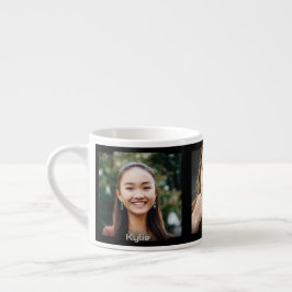 Drei Fotos und Name, schwarzer Sci-Fi-Rahmen Espressotasse