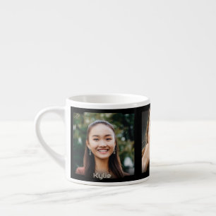 Drei Fotos und Name, schwarzer Sci-Fi-Rahmen Espressotasse
