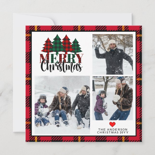 Drei Fotos Weihnachten Kariert frohe Weihnachten (Vorderseite)