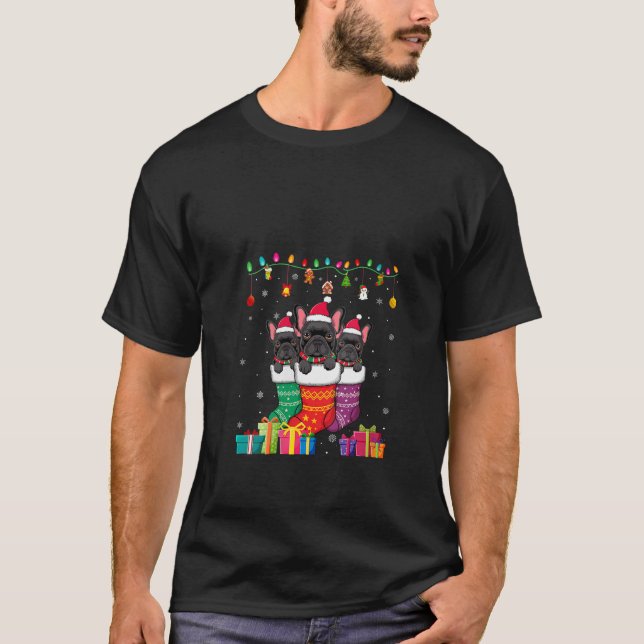 Drei französische Bulldog-Frauen in Sock Funny Boy T-Shirt (Vorderseite)