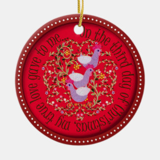 Drei französische Hennen Keramikornament