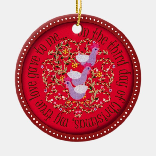 Drei französische Hennen Keramikornament (Vorne)