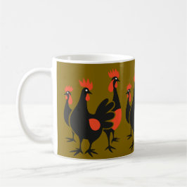Drei französische Hennen Retro-Halbierung Mitte de Kaffeetasse