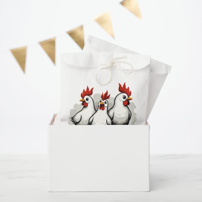 Drei französische Hennen Retro-Mittelalter-Ausschn Geschenktütchen (Party)