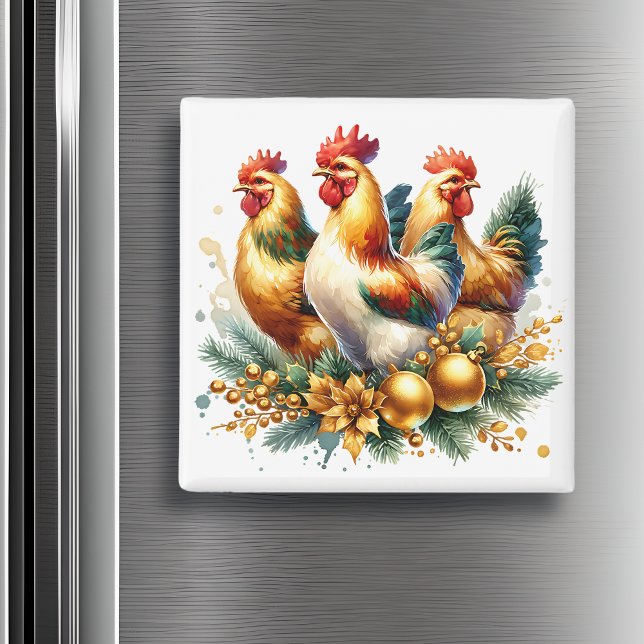 Drei französische Hennen | Zwölf Tage Weihnachten Magnet (Von Creator hochgeladen)