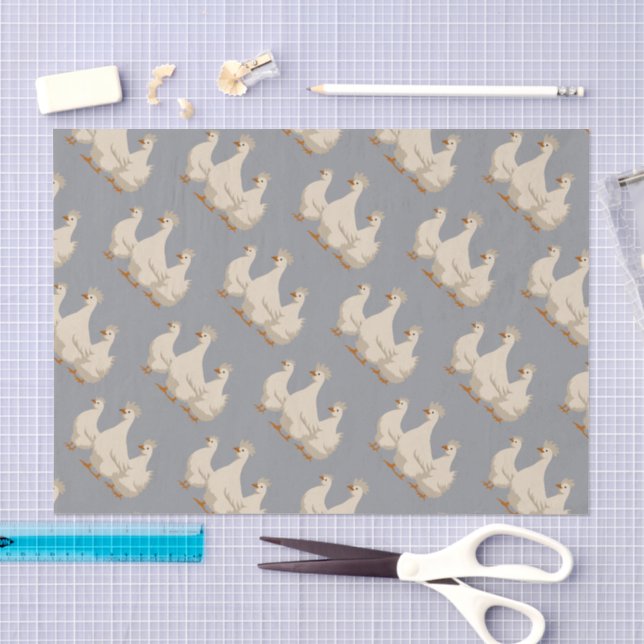 Drei französische Hühner-Ausschnitt-Stift 3 Seidenpapier (Handwerk)