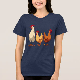 Drei französische Hühner im Stilausschnitt Tri-Blend Shirt