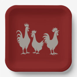 Drei französische Hühner im Stilstil 5 Pappteller
