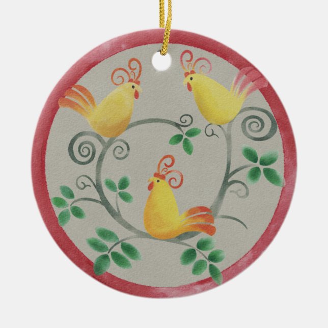 Drei französische Hühner Weihnachtsschmuck (Vorne)