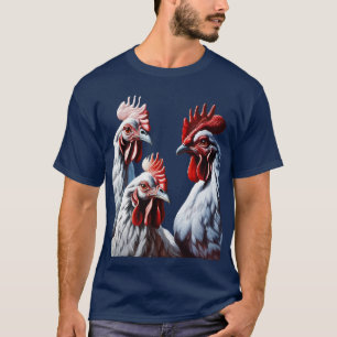 Drei-Französische-Hühner-Weißbefiedert T-Shirt