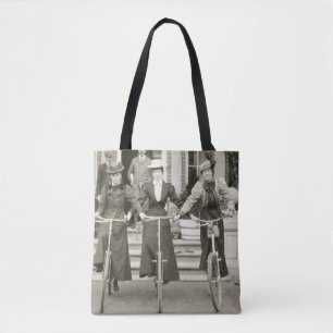 Drei Frauen auf Fahrrädern, frühe 1900s (b/w Fot Tasche