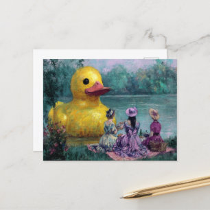 Drei Frauen picknicken mit Riesenente Postkarte