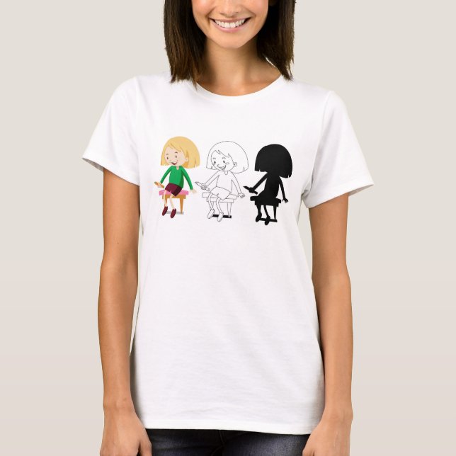 Drei Frauen sitzen Tee-Shirt T-Shirt (Vorderseite)