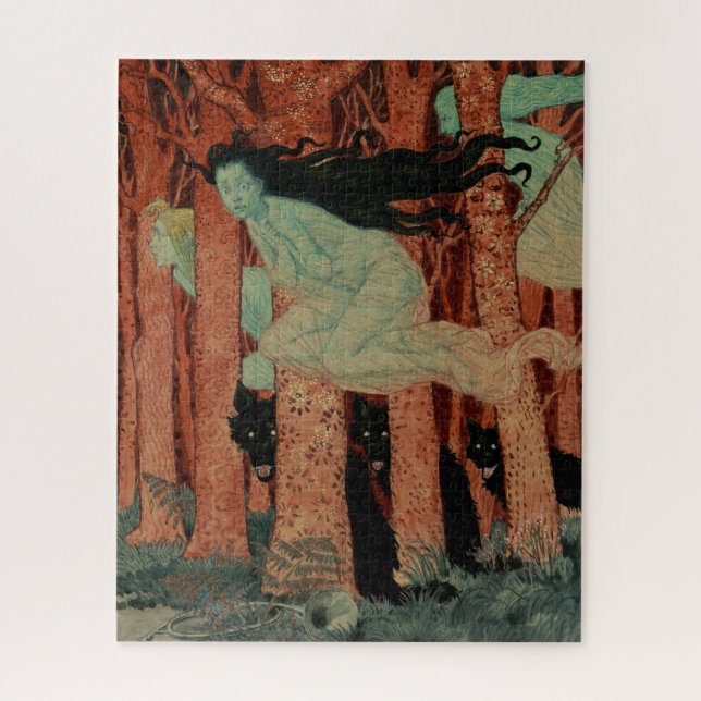 Drei Frauen With Black Wolves Grasset Art (Vertikal)