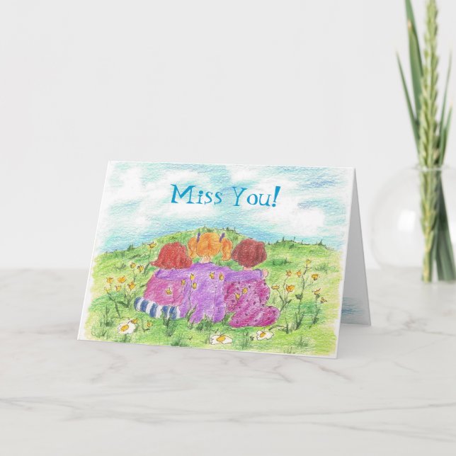 Drei Freund-Sommer-Blumen-Wiesen-Fräulein You Card Karte (Vorderseite)