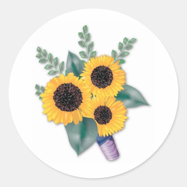 Drei fröhliche Sonnenblumen Runder Aufkleber (Vorderseite)