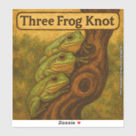 Drei-Frosch-Knoten – Whimsische Amphibien-Wortspie Aufkleber