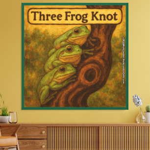 Drei-Frosch-Knoten – Whimsische Amphibien-Wortspie Leinwanddruck