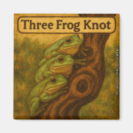 Drei-Frosch-Knoten – Whimsische Amphibien-Wortspie Magnet
