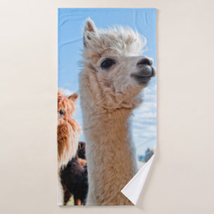 Drei Funny Alpacas Badehandtuch