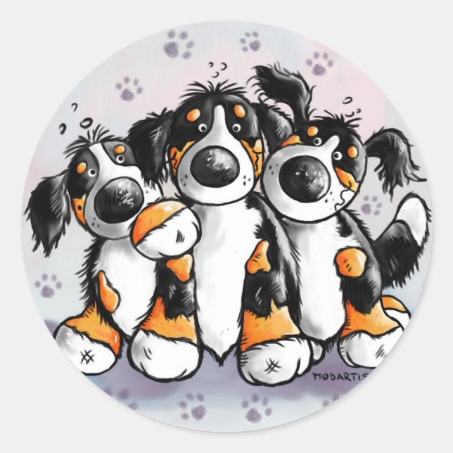 Drei Funny Bernese Mountain Hunde Sticker (Vorderseite)