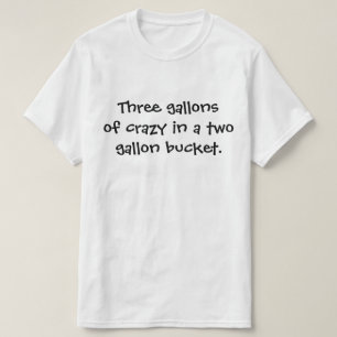 Drei Gallonen verrückt in einem 2 Gallonen Eimer. T-Shirt