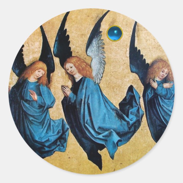 DREI GEBIETE IN BLAU RUNDER AUFKLEBER (Vorderseite)