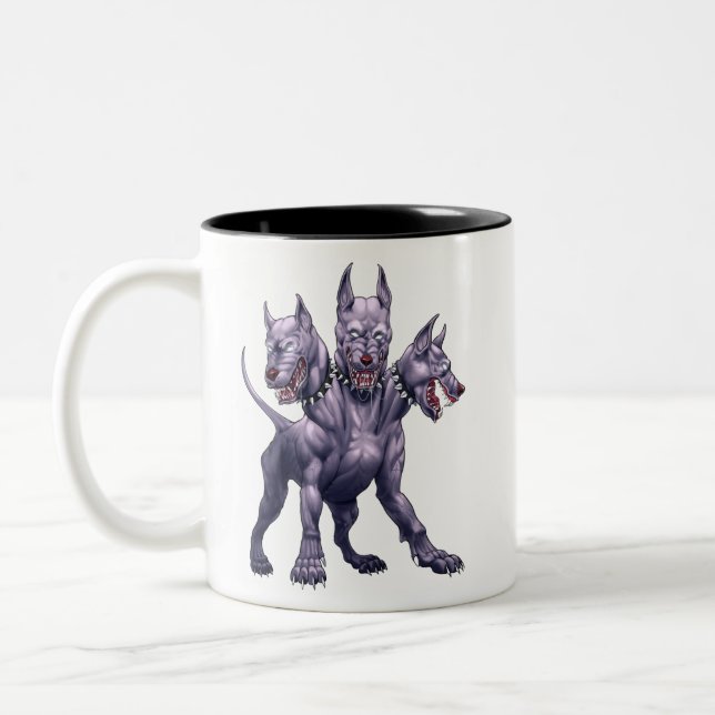 Drei gehackte Hunde Cerberus Zweifarbige Tasse (Links)