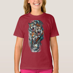 Drei-Gehöfte Wolf Girls T - Shirt - Mythischer Wäc