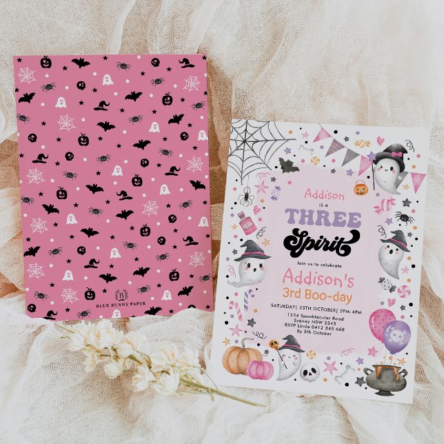 Drei Geist | Girl Halloween Ghost 3. Geburtstag Einladung (Von Creator hochgeladen)