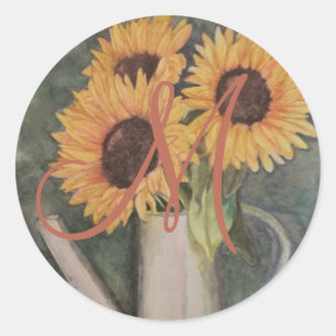DREI GELBE SONNENBLUMEN RUNDER AUFKLEBER