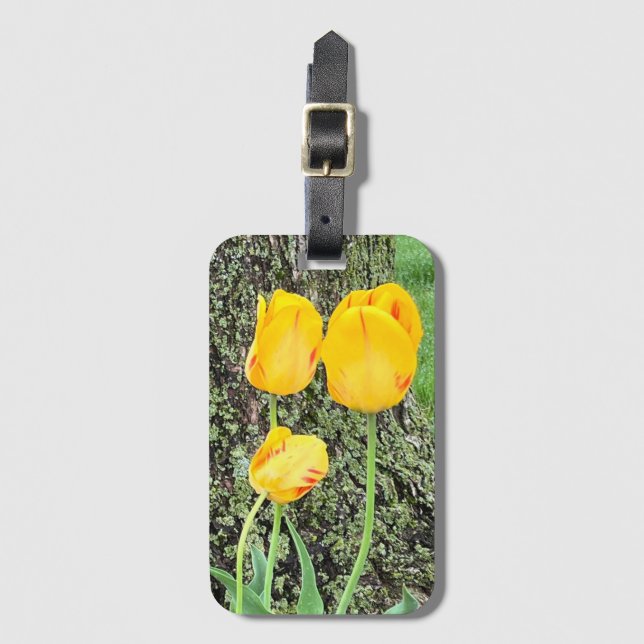 Drei gelbe Tulissen / Gepäckanhänger (Vorderseite Vertikal)