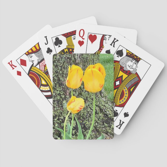 Drei gelbe Tulissen / Spielkarten (Rückseite)