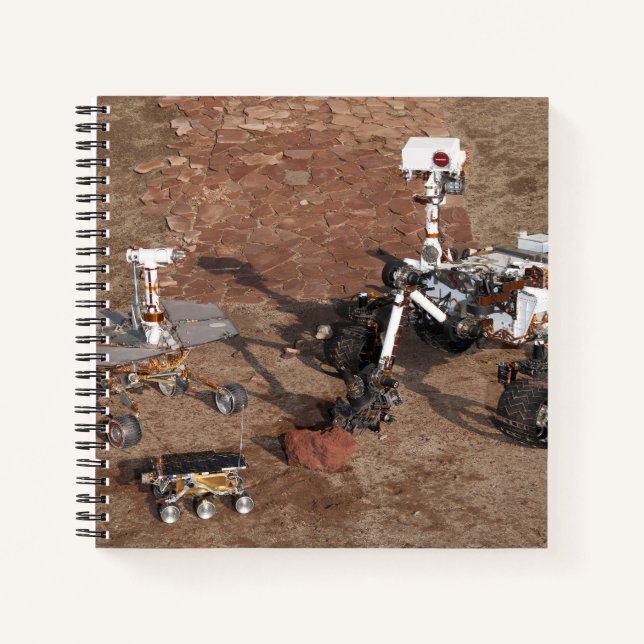 Drei Generationen von Mars-Rover. Notizbuch (Vorderseite)