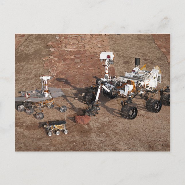 Drei Generationen von Mars-Rover. Postkarte (Vorderseite)