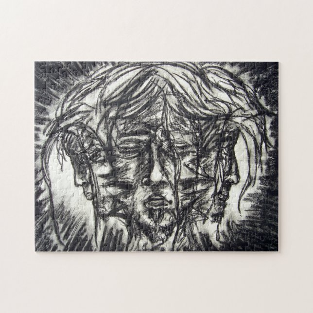 Drei Gesichter der Zeichnend Emotion-Kohle (Horizontal)