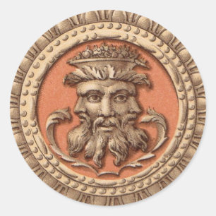 drei Gesichter Runder Aufkleber