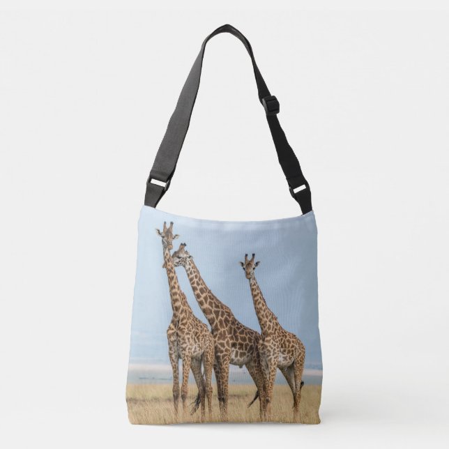 Drei Giraffen Posing Tragetaschen Mit Langen Trägern (Vorderseite)