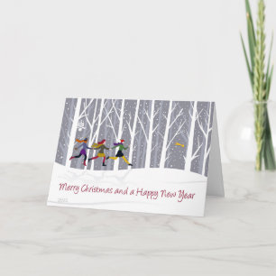 Drei Girls, die mit der Inside Message Card laufen Karte