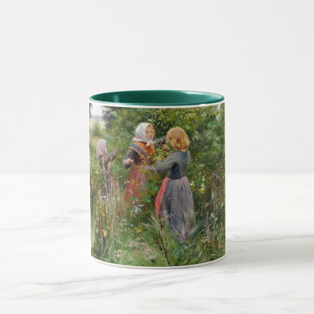 Drei Girls Picking BlackBerry (von Brendekilde) Tasse (Zentrum)