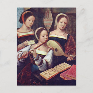Drei Girls spielen Musik Postkarte
