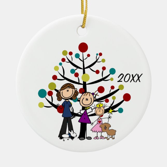 Drei GIrls, zwei Hunde Holiday Ornament (Vorne)