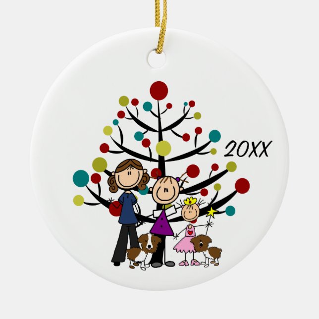 Drei GIrls, zwei Hunde Holiday Ornament (Vorne)