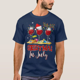 Drei Gläser Rotwein Funny Drinker Weihnachten T-Shirt