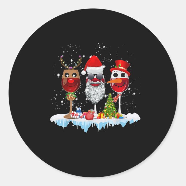 Drei Gläser Weihnachtsleuchten Weihnachtsmannmütze Runder Aufkleber (Vorderseite)