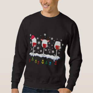 Drei Gläser Wein Weihnachtsmannmütze Weihnachten t Sweatshirt